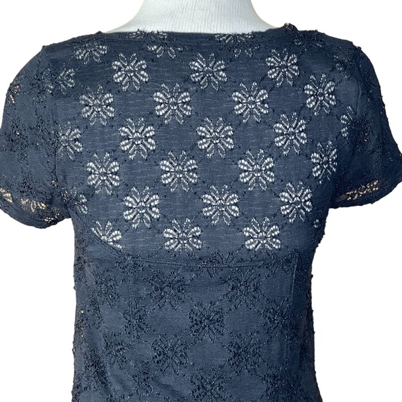 Free People Black Stretchy Lace Like Dress With Flower Design Fits Small… - Picture 6 of 15